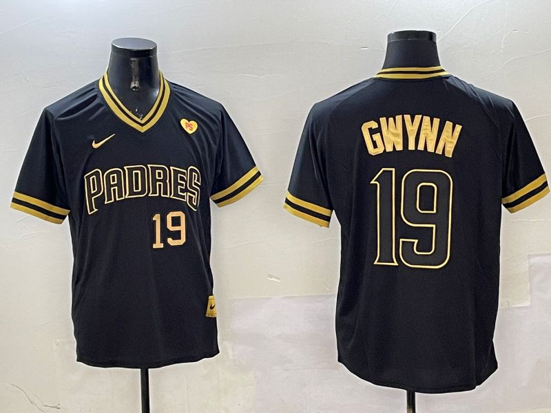 Men San Diego Padres #19 Gwynn Black Gold Game 2025 Nike MLB Jersey style 32511->san diego padres->MLB Jersey